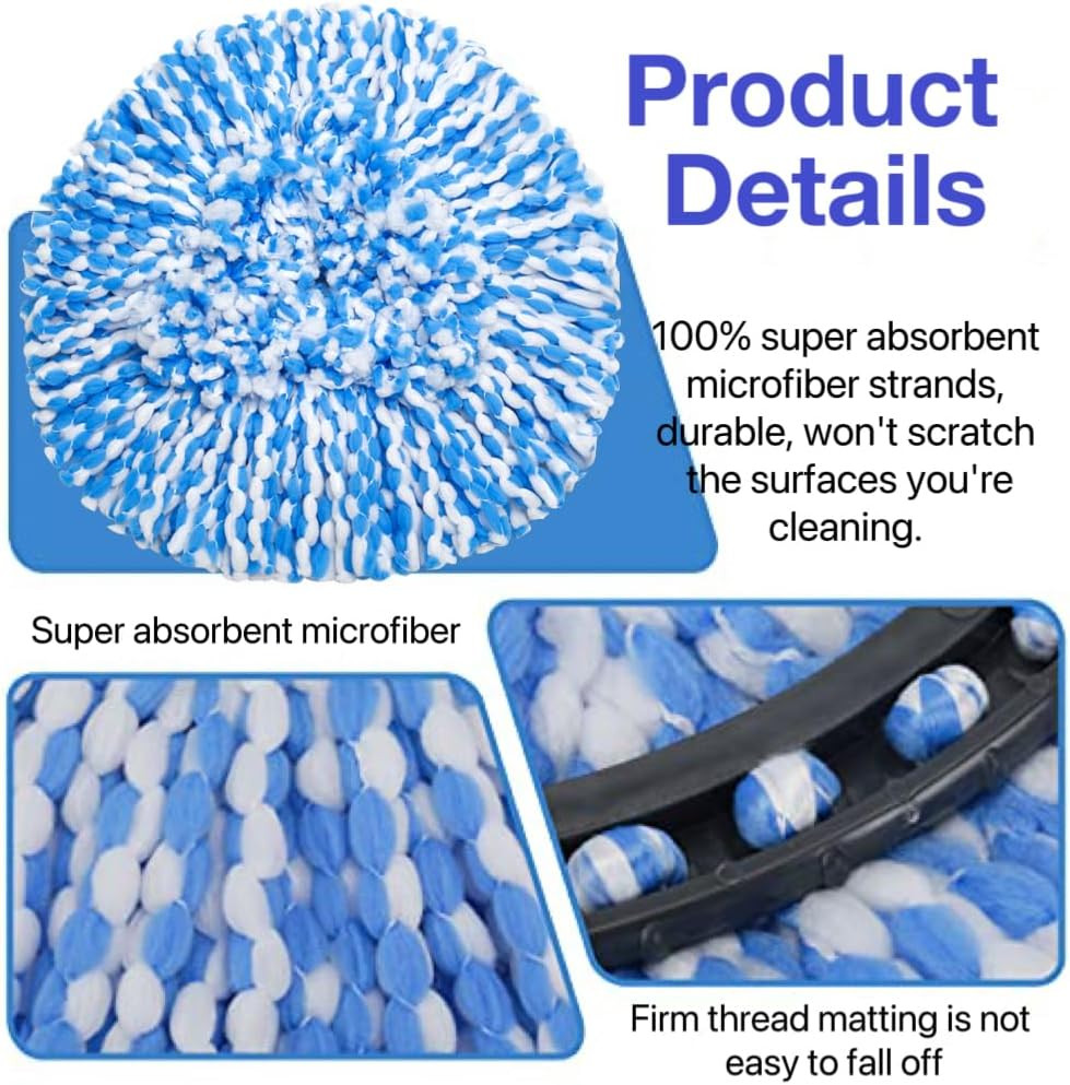 6 Pack Spin Mop Heads Replacements Compatible for O Ceda Rinseclean 2 Tank Syste