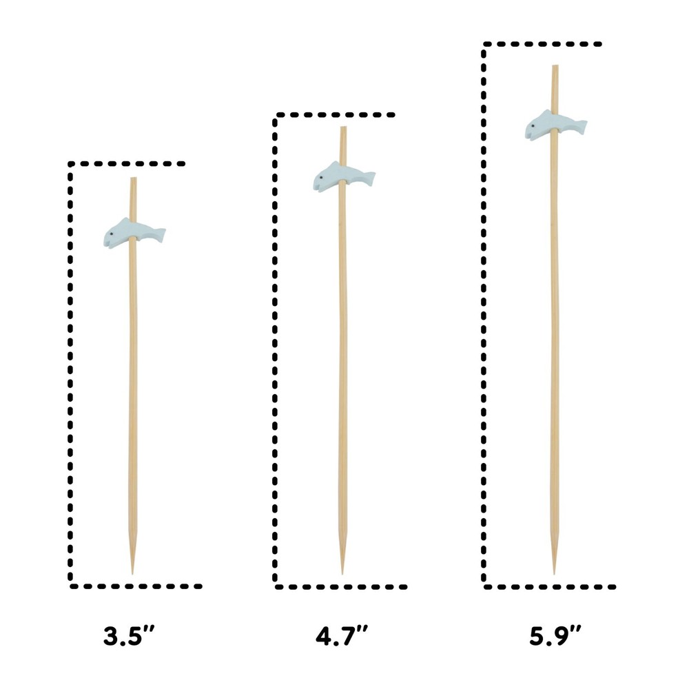 Decorative Fish Bamboo Appetizer Picks Skewers, Various Sizes and Quantity