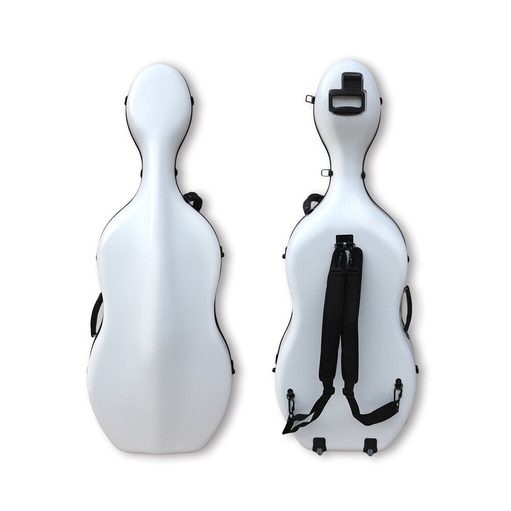 White Embedded handle cello case 4/4 Aviation composite materials with wheels