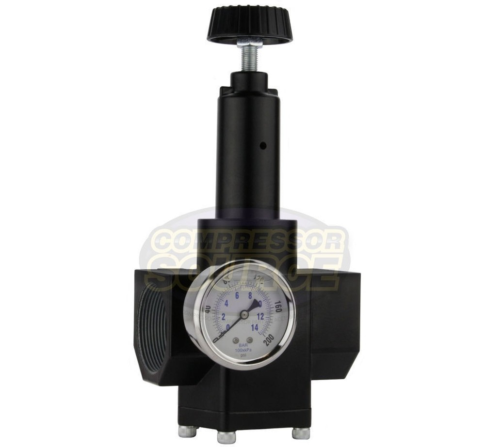 2 Inch Inline Compressed Air Compressor In Line Regulator 200 PSI Pressure Gauge