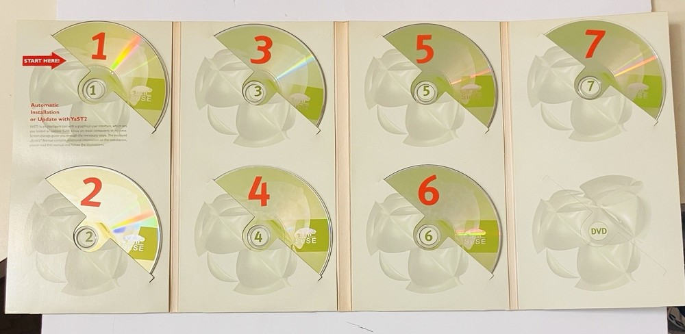 SuSE Linux 8.0 Professional 7-CD Box Set (Slim) Vintage Linux OS Manual 2000s PC