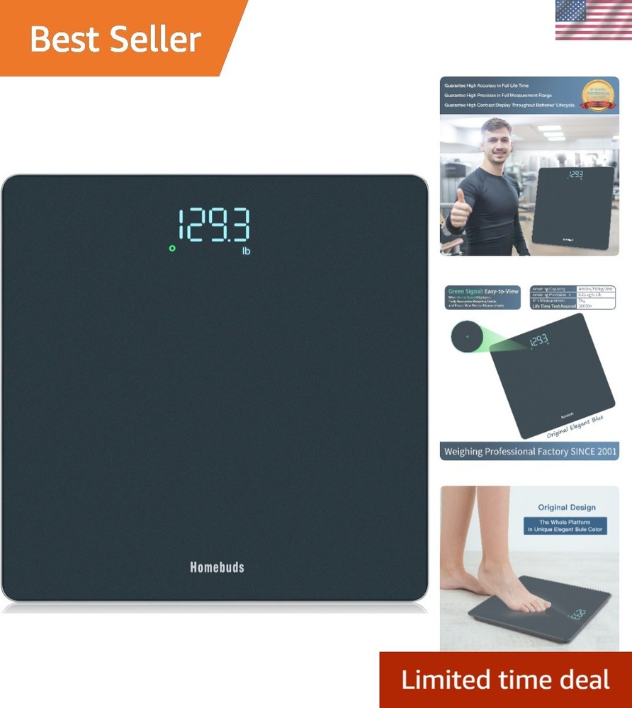 Step-On Bathroom Scale with Backlit Display - 400lb Capacity, Lightweight Design