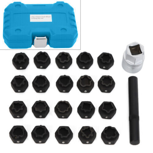 22pcs Universal Wheel Locking Key Socket Wheel Rim Lug Nut Master Removal Tool