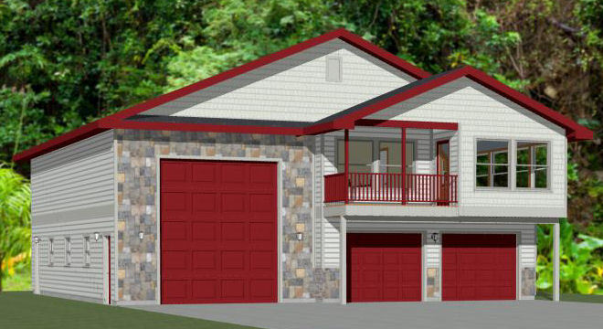 44x48 Apartment with 2-Car 1-RV Garage - PDF FloorPlan - 1,528 sqft - Model 5D
