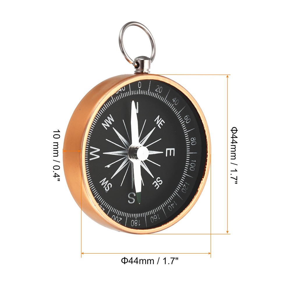 1PCS with Key Ring Pocket Compass Yellow