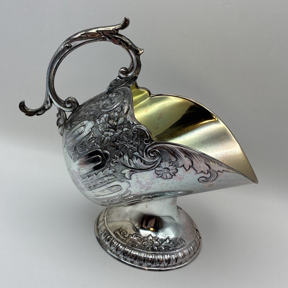 Vintage Silver Plated Sugar Scuttle Bowl Raised Floral Pattern