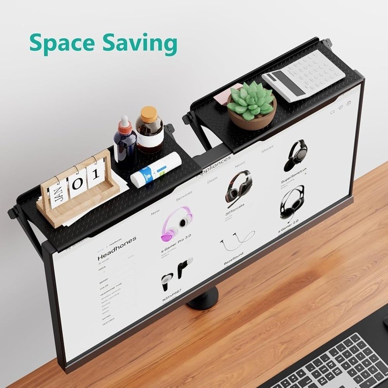 TV Top Shelf 2 Pack Adjustable Space Saving Tray Media Devices Remote Storage US