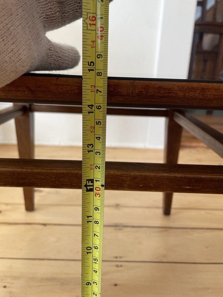 Vintage Lane Sequence Walnut Side Table MCM Black Laminate Top 1963