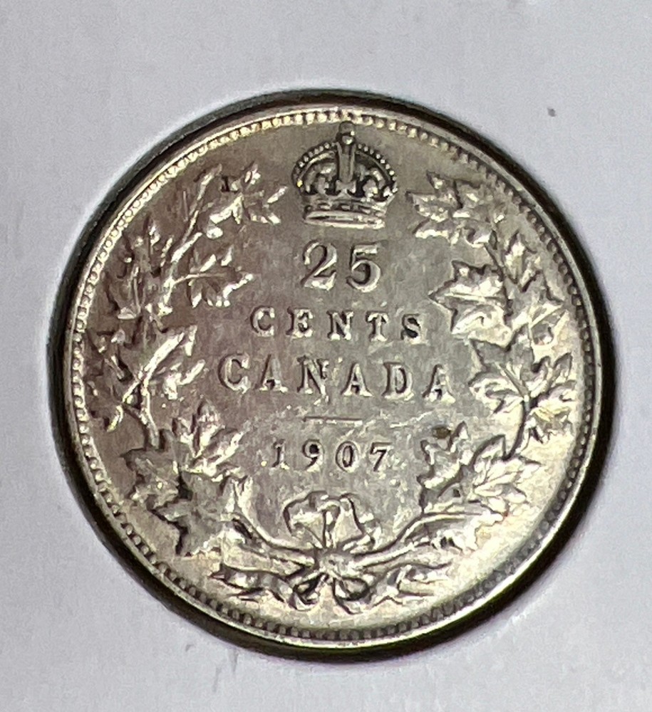 1907 Canada 25 Cents Silver Coin