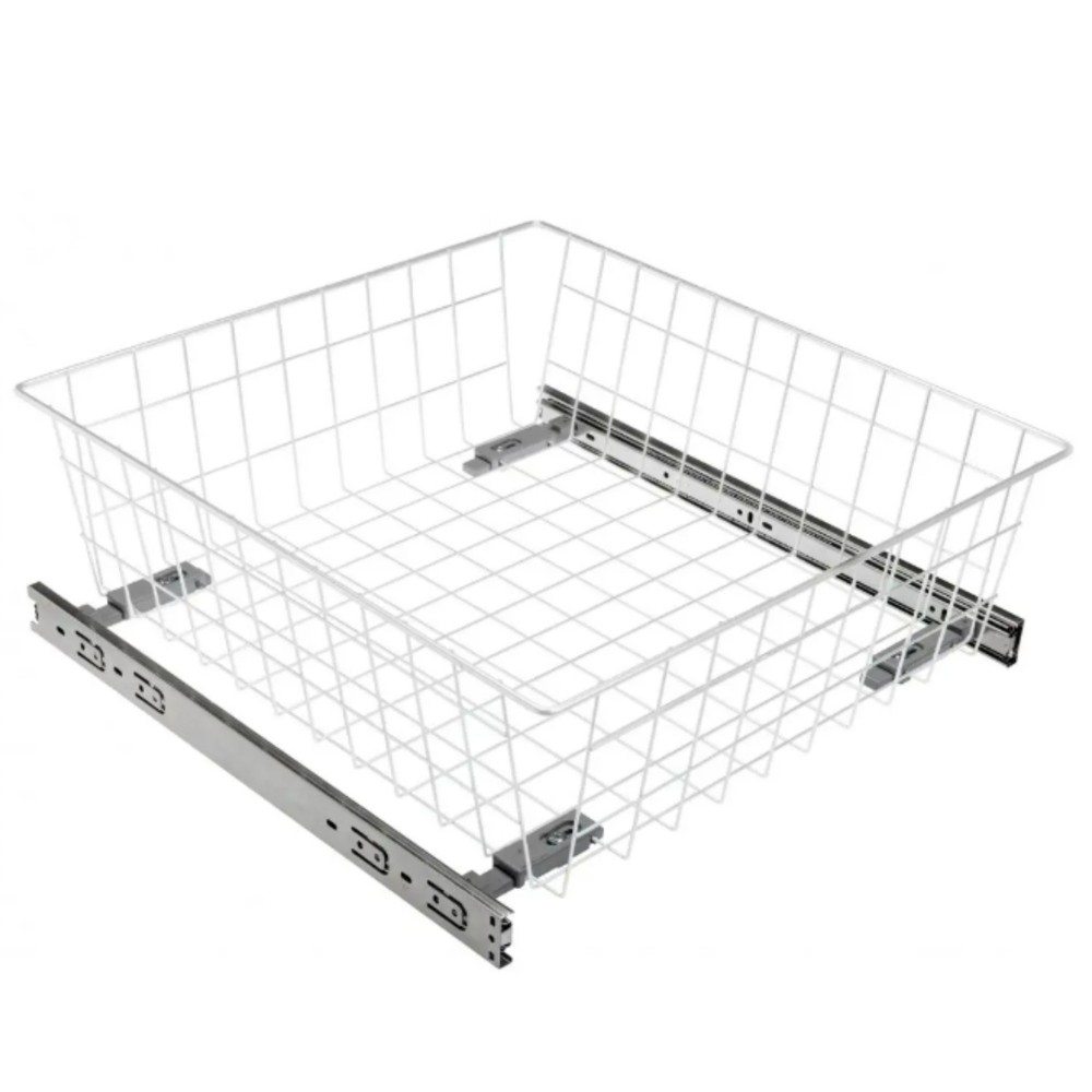 Wardrobe Wire Basket Pull-Out Organizer Drawer White with Runners Soft Close