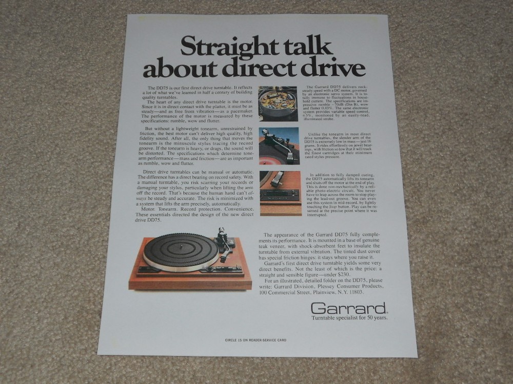 Garrard DD75 Automatic Turntable Ad, 1981, 1 pg, Article, Beautiful!