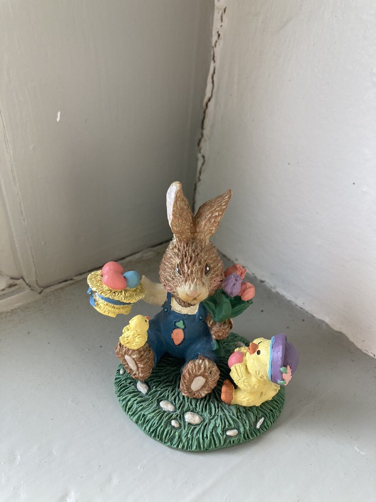 Bunny Cove Collection,  Russ Berrie & Co # 14401 Boy Bunny With Chick Easter