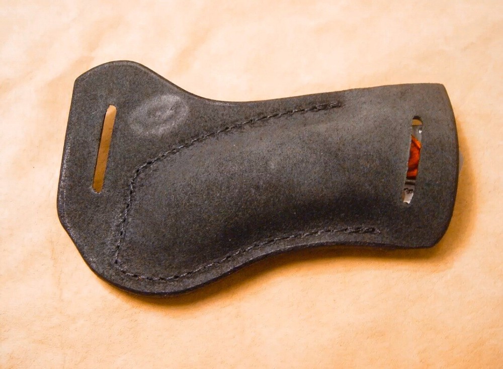 Custom Black Leather Sheath for Buck Folding Alpha Hunter (right hand)