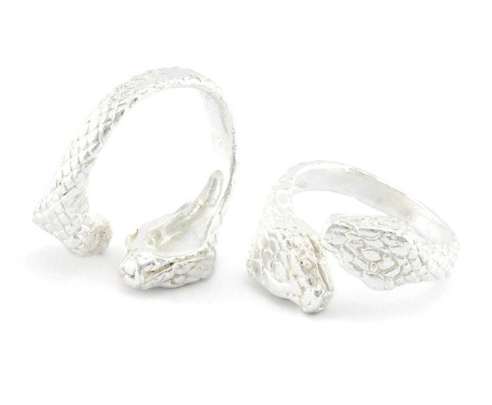 Snake Ring Adjustable Shiny Silver Plated Brass (18mm 8US inner size) 3190