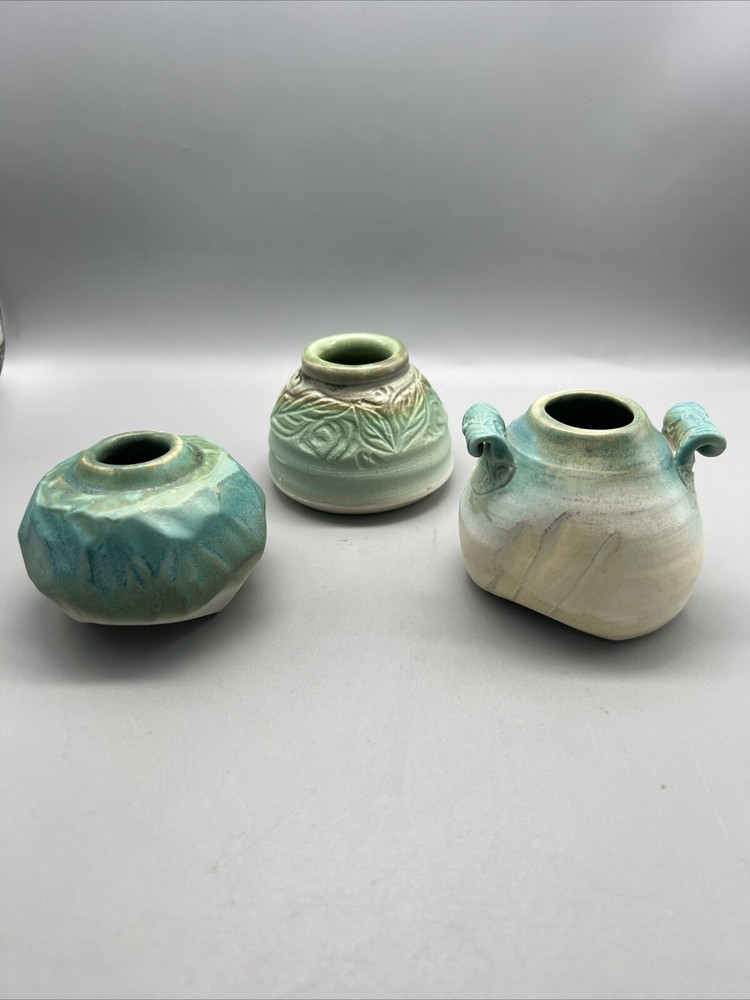Connie Green Blue Sand  X3 Pottery Mini Case Signed