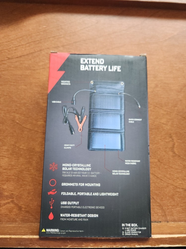 Schumacher 5 Watts Folding Solar Panel Charger + USB Power