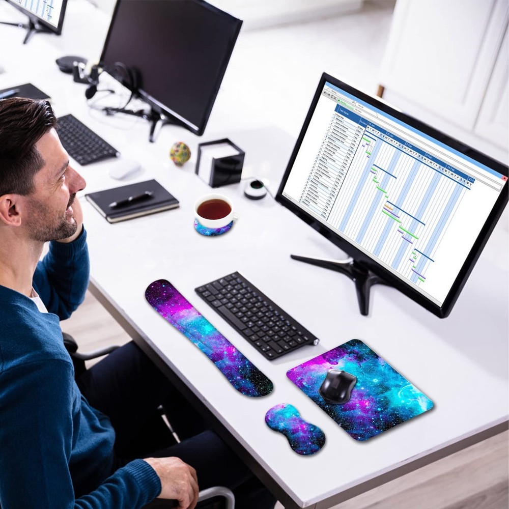 AIMSA Keyboard Wrist Rest Support + Mouse Pad + Mouse Wrist Rest + Coaster, E...