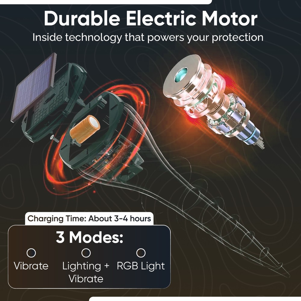 Mole Repellent Solar Powered 4 Pack, Snake & Vole Repeller Outdoor, Gopher Repel