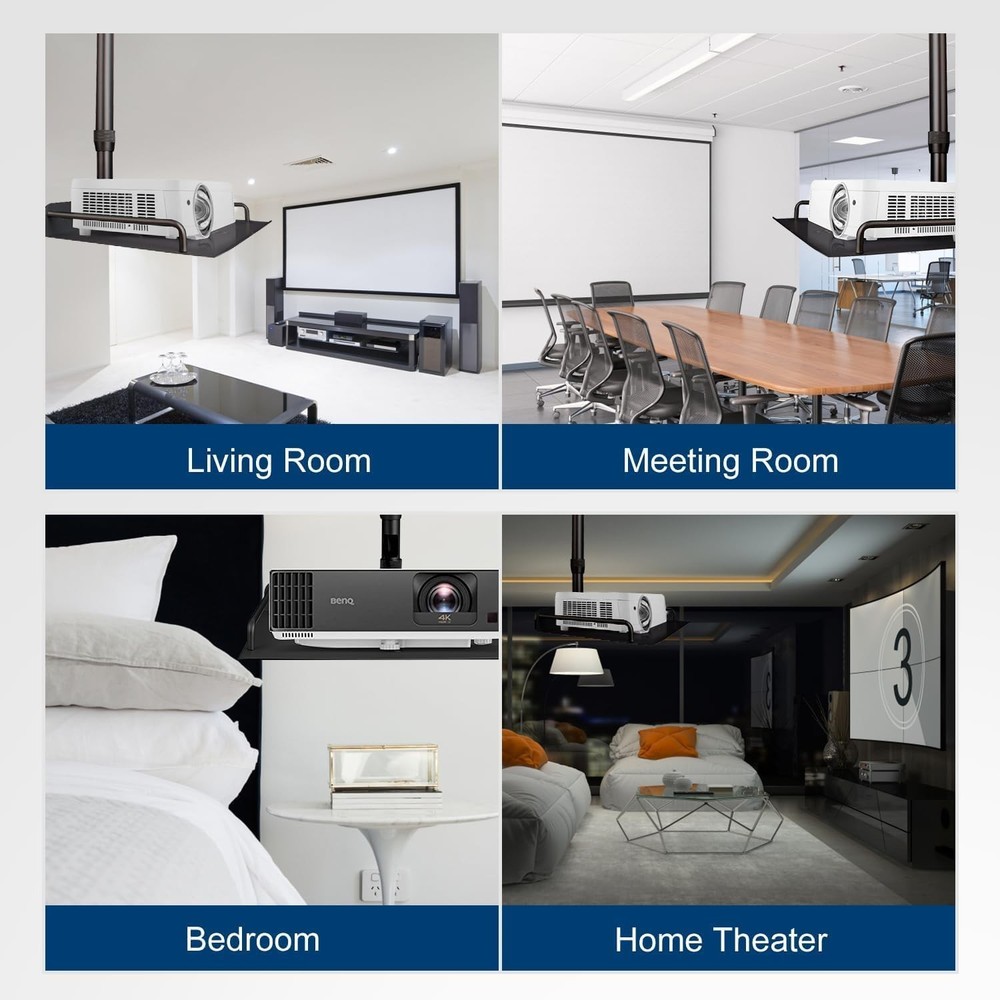 Universal Projector Ceiling Mount with Tray, 14.5-23.2IN / 37-60CM Height Adj...