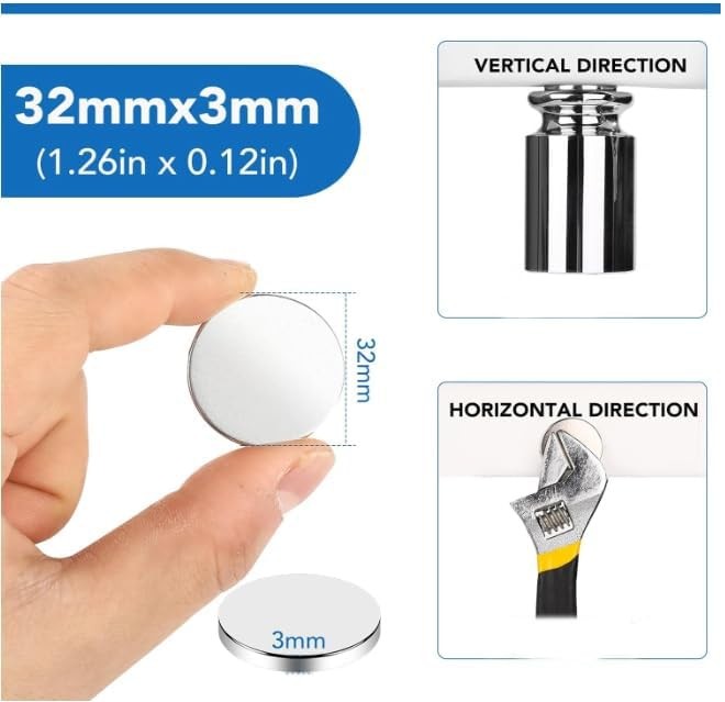 Neodymium Disc Magnets with Adhesive 12 Pack