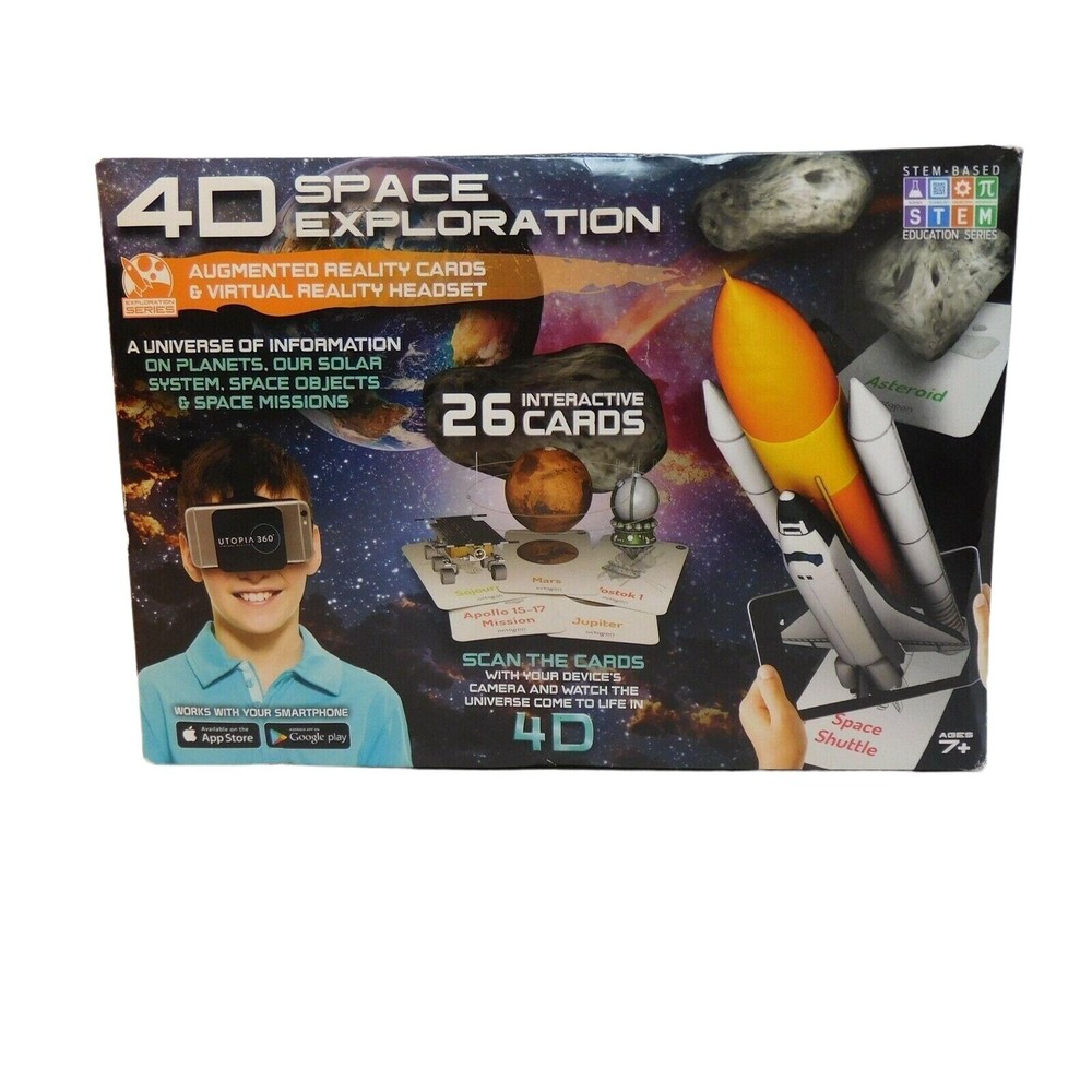 4D Space Exploration Augmented Reality Cards and Virtual Reality Headset NIP