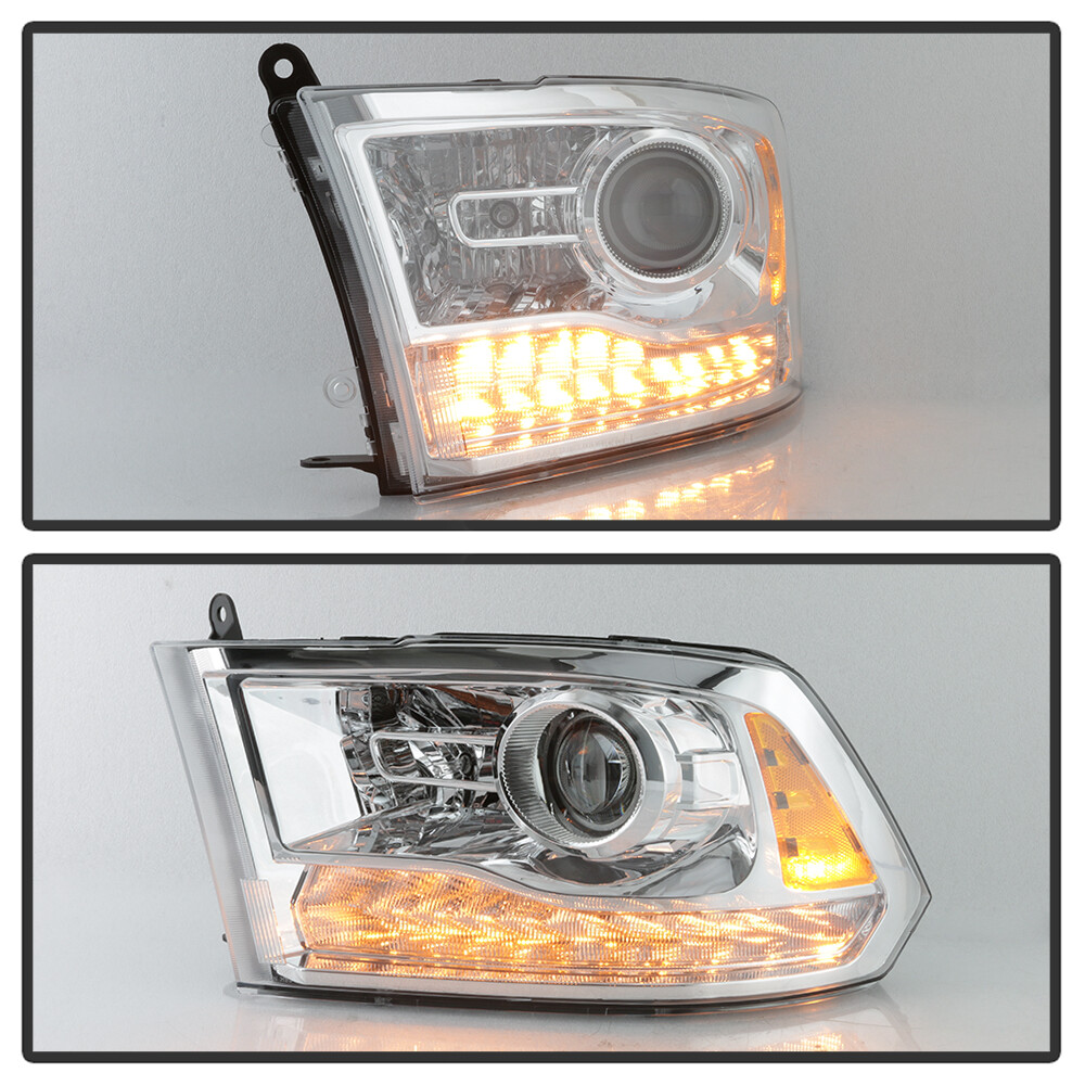 2013-2015 Ram 1500 2500 3500 w/Chrome Trim Projector Headlight Headlamp - Driver