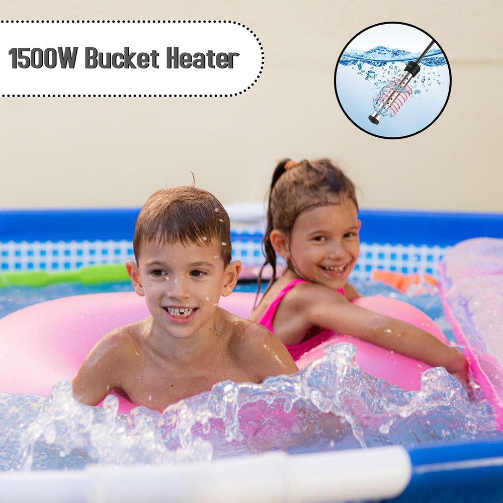 1500W Stainless Steel Water Heater Portable Bucket Heater for 5 Gallon