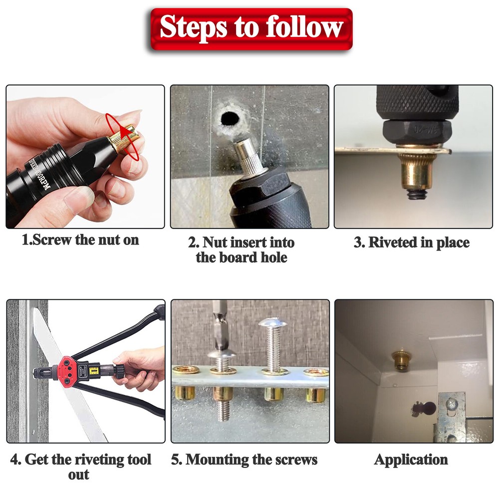 320PCs SAE Rivet Nut Kit For Rivnut Tool Nut Setter Thread Setting Nutsert Gun