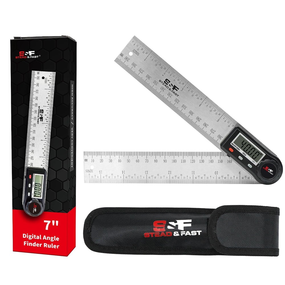 Digital Angle Finder Tool for Woodworking Ruler 7 Inch, Silver