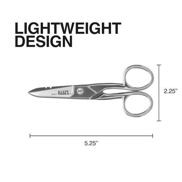 Klein Tools 2100-7 Electrician's Scissors, Nickel Plated