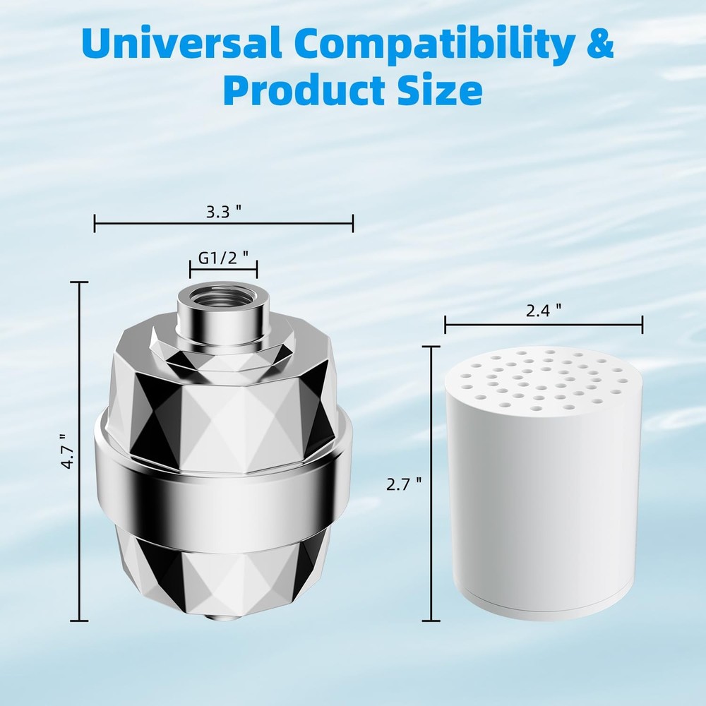 Hibbent Shower Filter for Hard Water, High Output Head Chrome