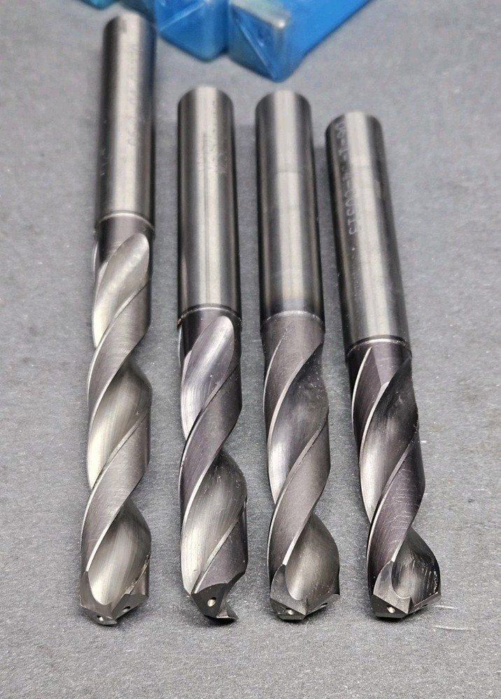 4pc Mitsubishi 31/64" Solid Carbide Drill ½" Sh. Coolant Th. .4844" Resharpened
