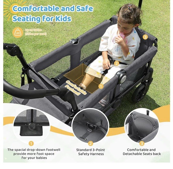 stroller wagon 2 seater With Canopy
