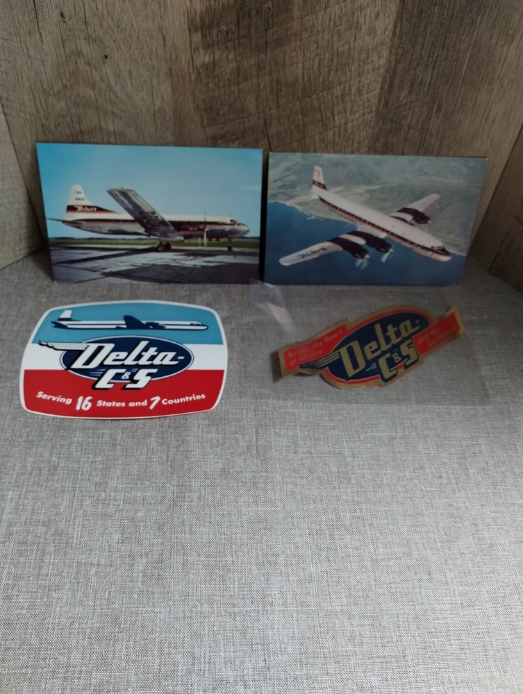 Vintage Delta C & S Stickers (2) And Postcards (2)