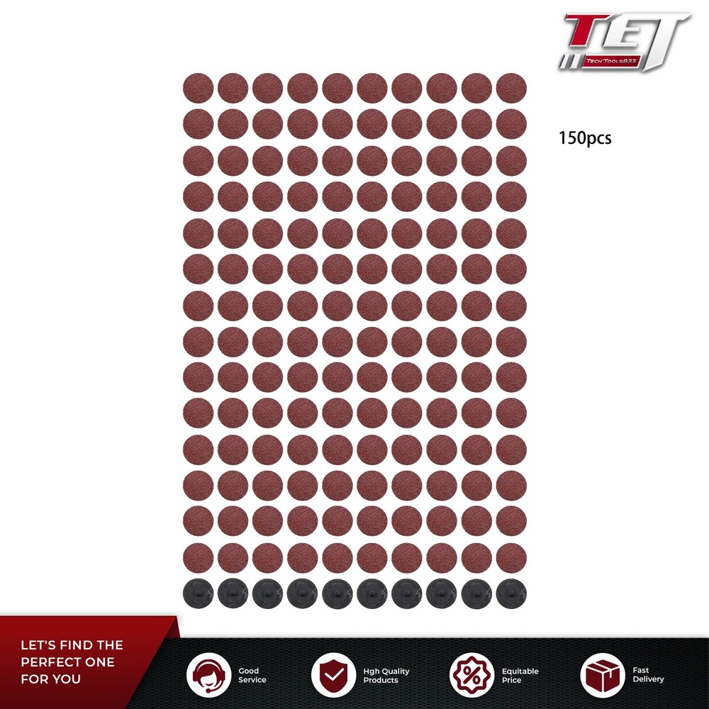150 Pcs 2 Inch Torque Sanding Discs 36 Grit Roll Lock Die Grinder Sanding Discs