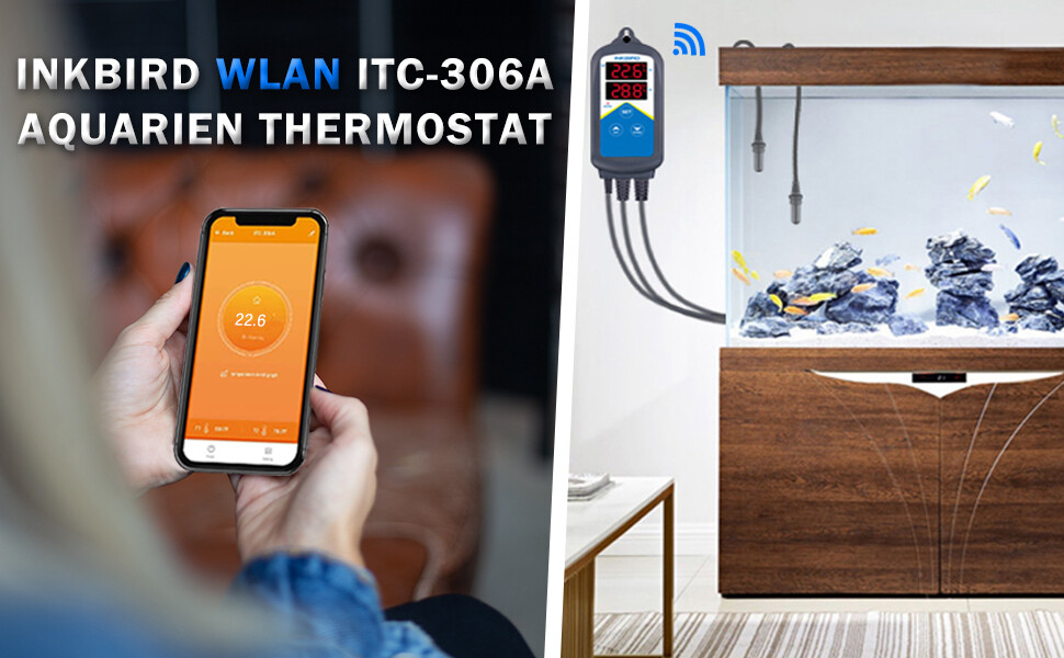 INKBIRD Wired WIFI Temp Controller Aquarium Thermostat ITC-306A Heating 2 Probe