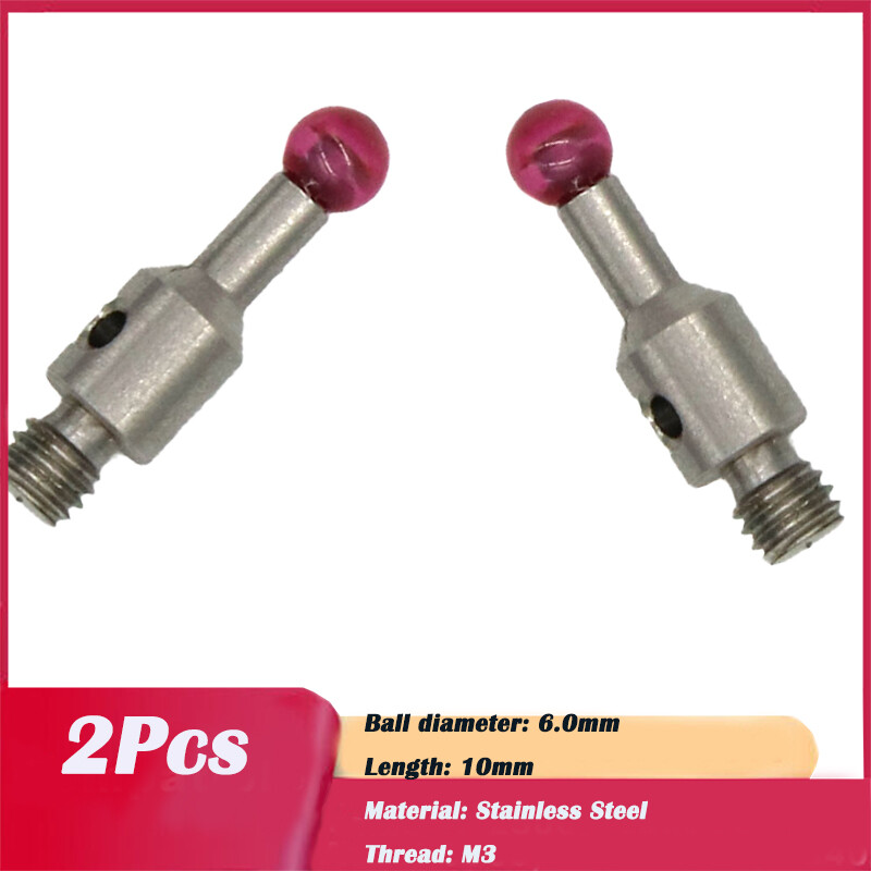 2Pcs TESA ROME Arm Touch Probe Ruby Styli Ruby Ball 6mm M3 Thread Stylus L10mm