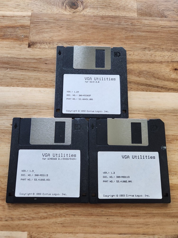 1992 Cirrus Logic VGA Utilities Disk 3.5” For OS/2 2.0