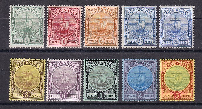 Grenada 1906 SG 77-80+84-88 MLH VF / CAT VALUE $300 / SHIPS