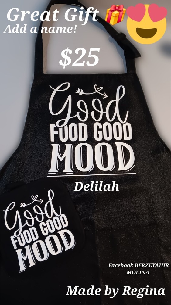 Kitchen Apron Custom Made Good Food Good Mood