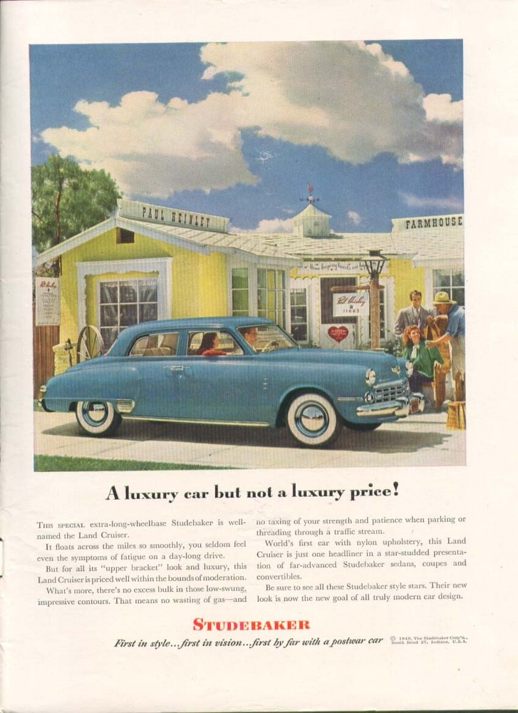 A luxury car not a luxury price! Studebaker ad 1948