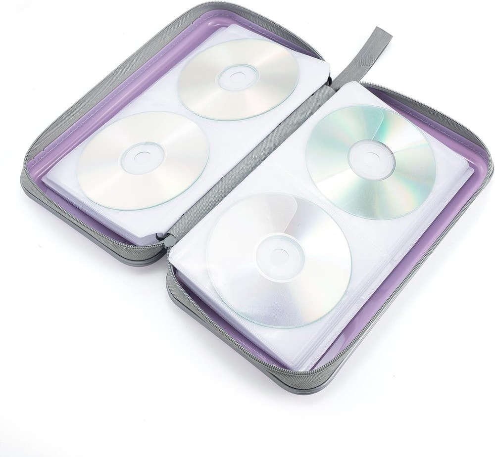Alavisxf CD Case, 96 Capacity Hard Plastic DVD Disc 96 Capacity, Lavender
