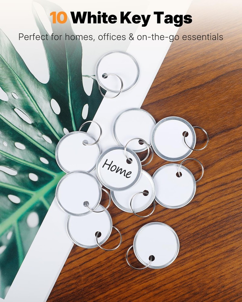 Uniclife 10 Pcs Key Tags, 1.2" Tags with Labels, 10 Pack, White