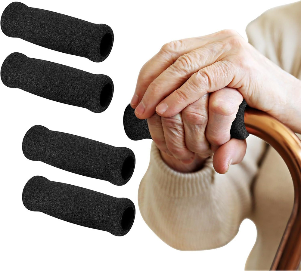 Cane Crips - 4-Pack Non-Slip Replacement Foam Handles for Walking/Offset Cane...