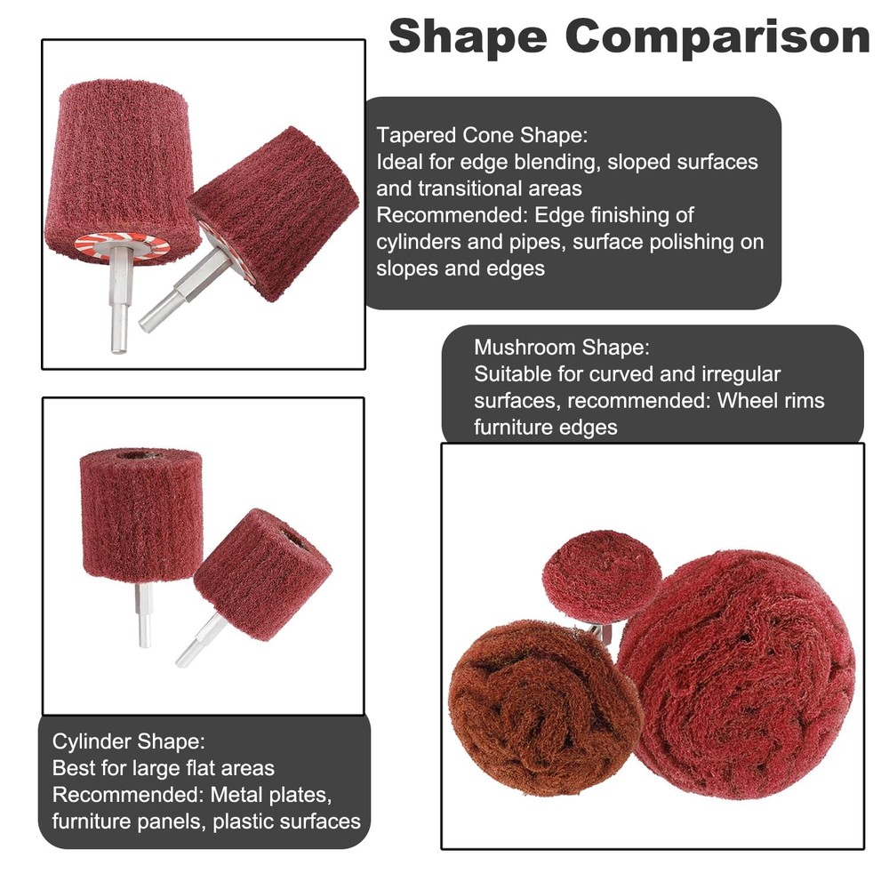 7 PCS Non Woven Abrasive Buffing Wheels Drill Attachment Set, Scouring
