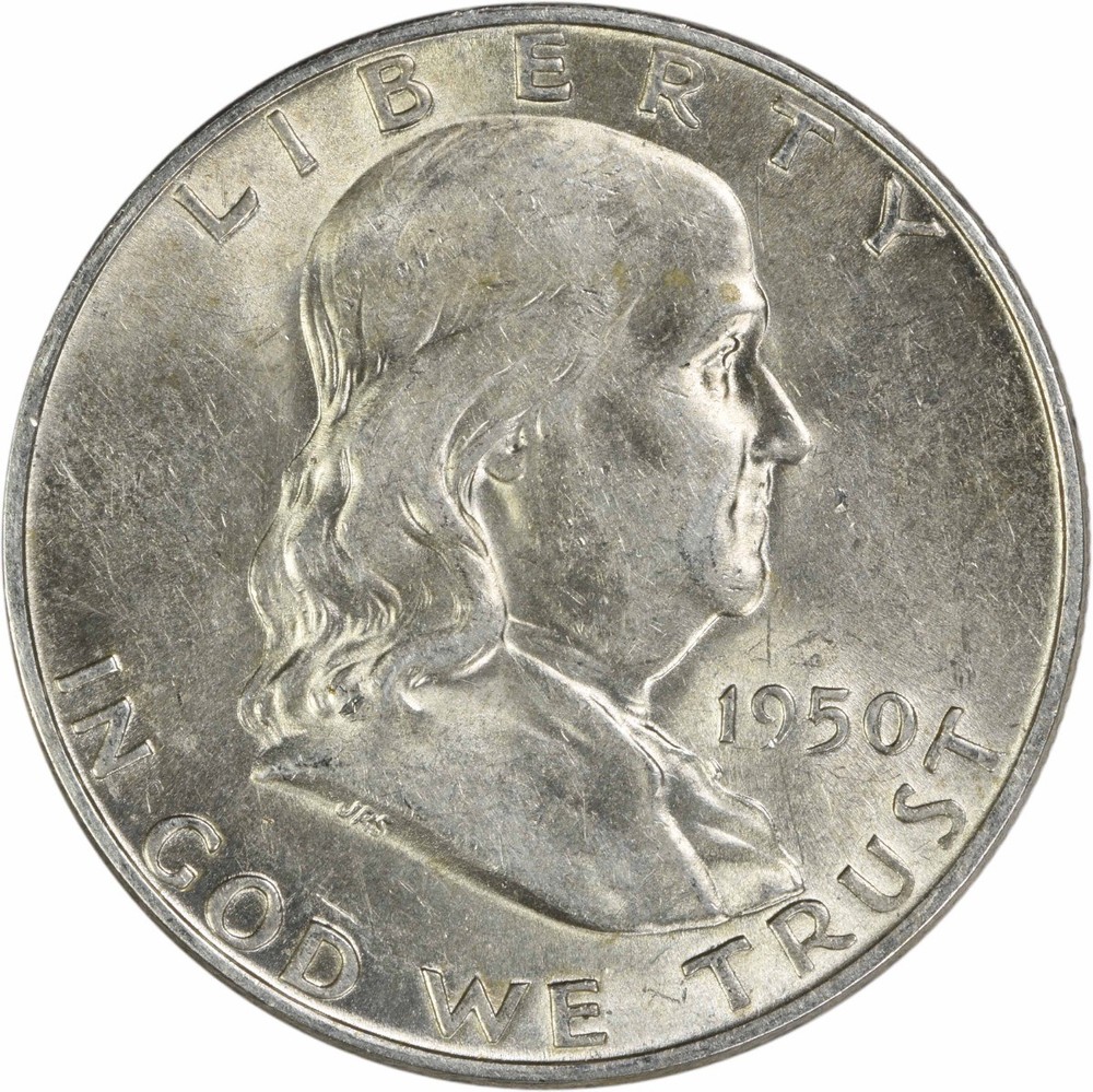1950-D Franklin Silver Half Dollar AU Uncertified #1154