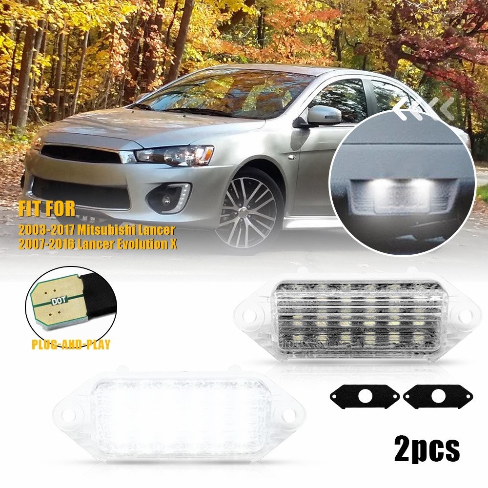 2X White Led Number License Plate Light For Mitsubishi Lancer 2003-2016 2017 EAB