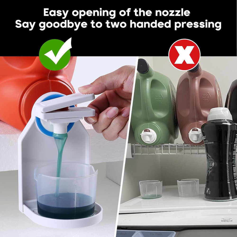 Laundry Detergent Dispenser Cup Holder,Nozzle Upgraded Labor-Saving Switch Easil