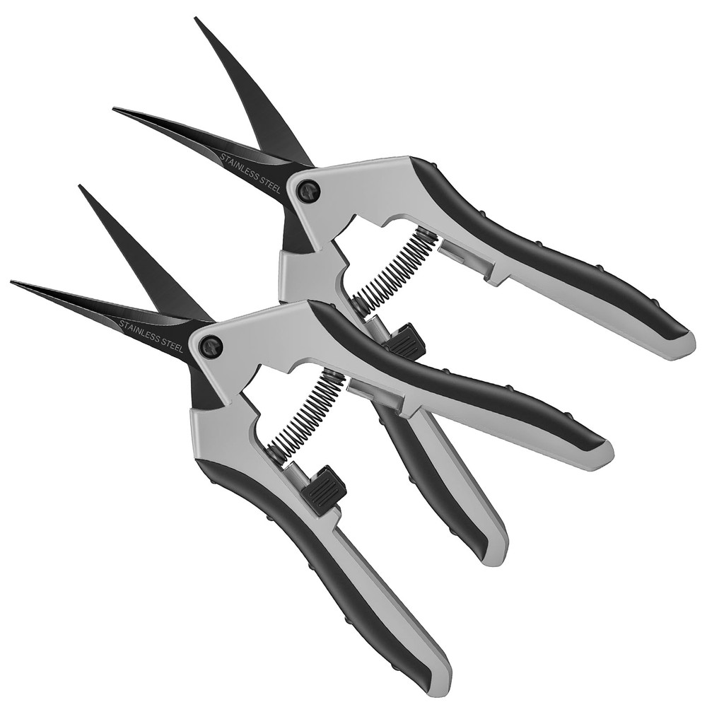 6.5" Ultra Sharp Pruning Shears, 2-Pack Garden Scissors with Grey & Black