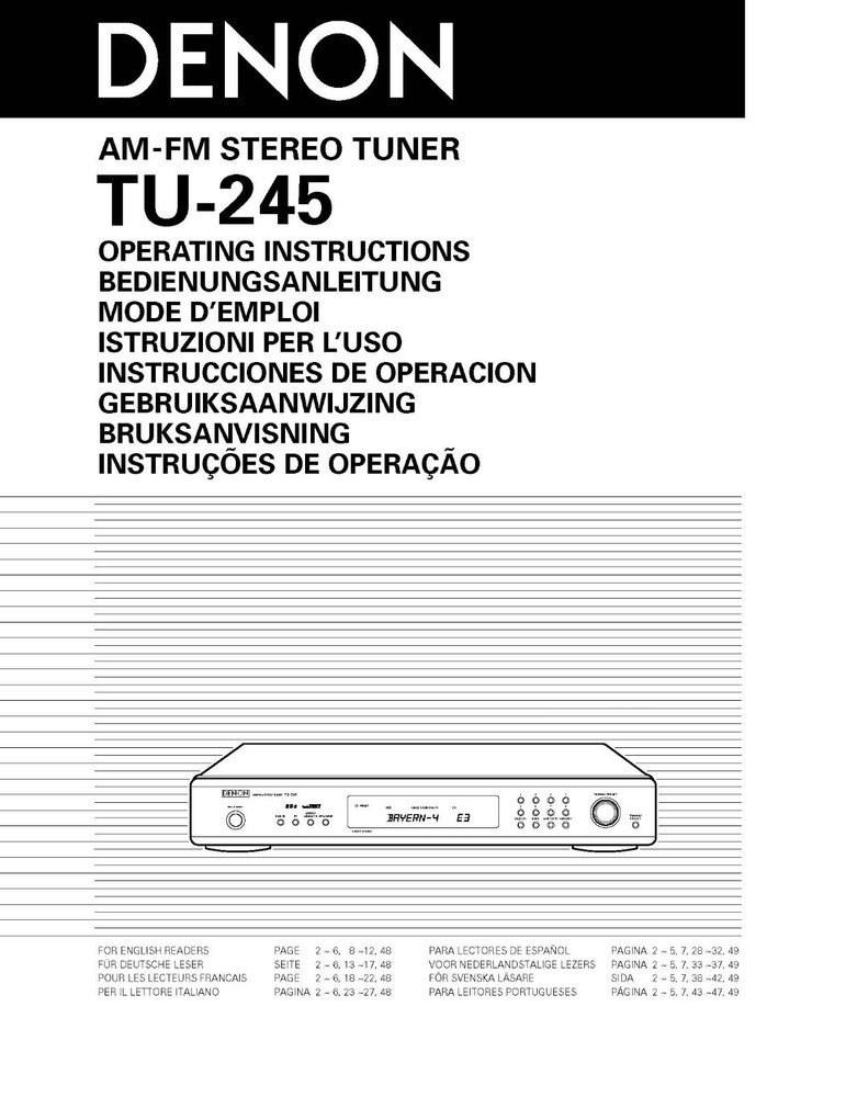 Denon TU-245 Tuner Owners Manual